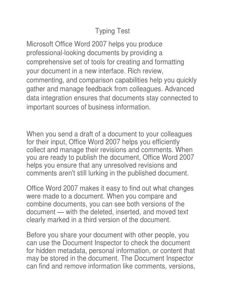 Typing Test PDF Microsoft Office Microsoft Word