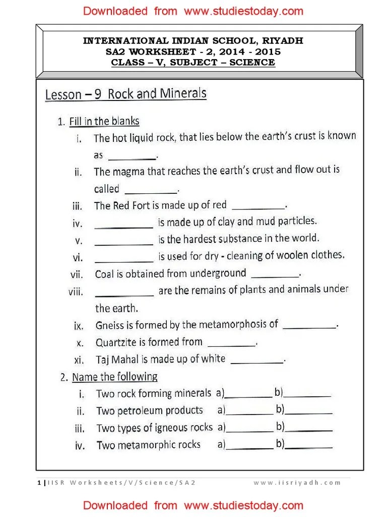 CBSE Class 5 Science Rock and Minerals.pdf