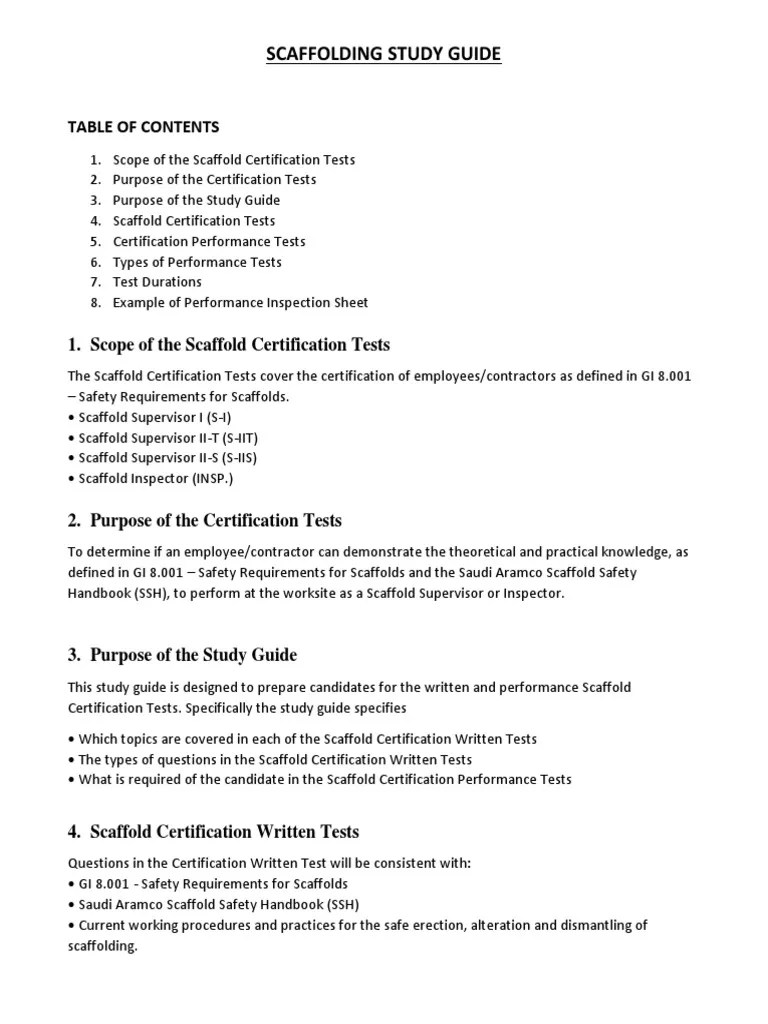 Scaffolding Study Guide Scaffolding Test (Assessment)