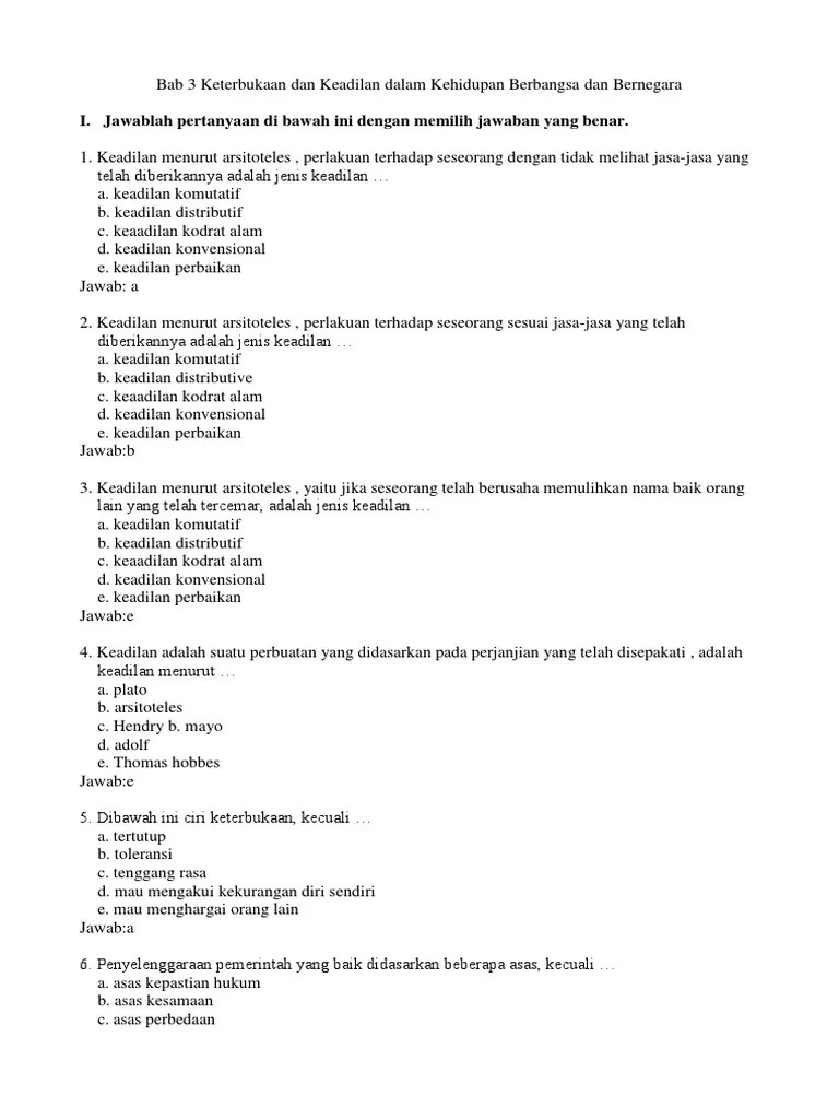 Bab 3 Keterbukaan Dan Keadilan Dalam Kehidupan Berbangsa Dan Bernegara | PDF