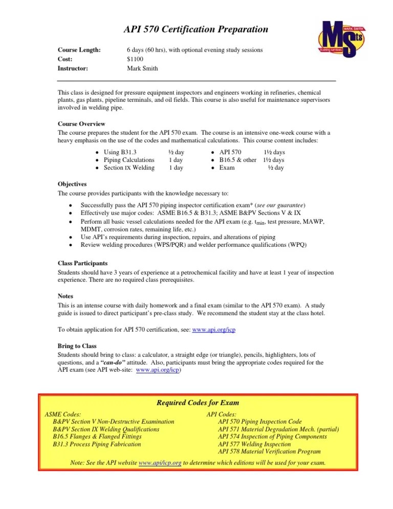 API 570 Certification Preparation
