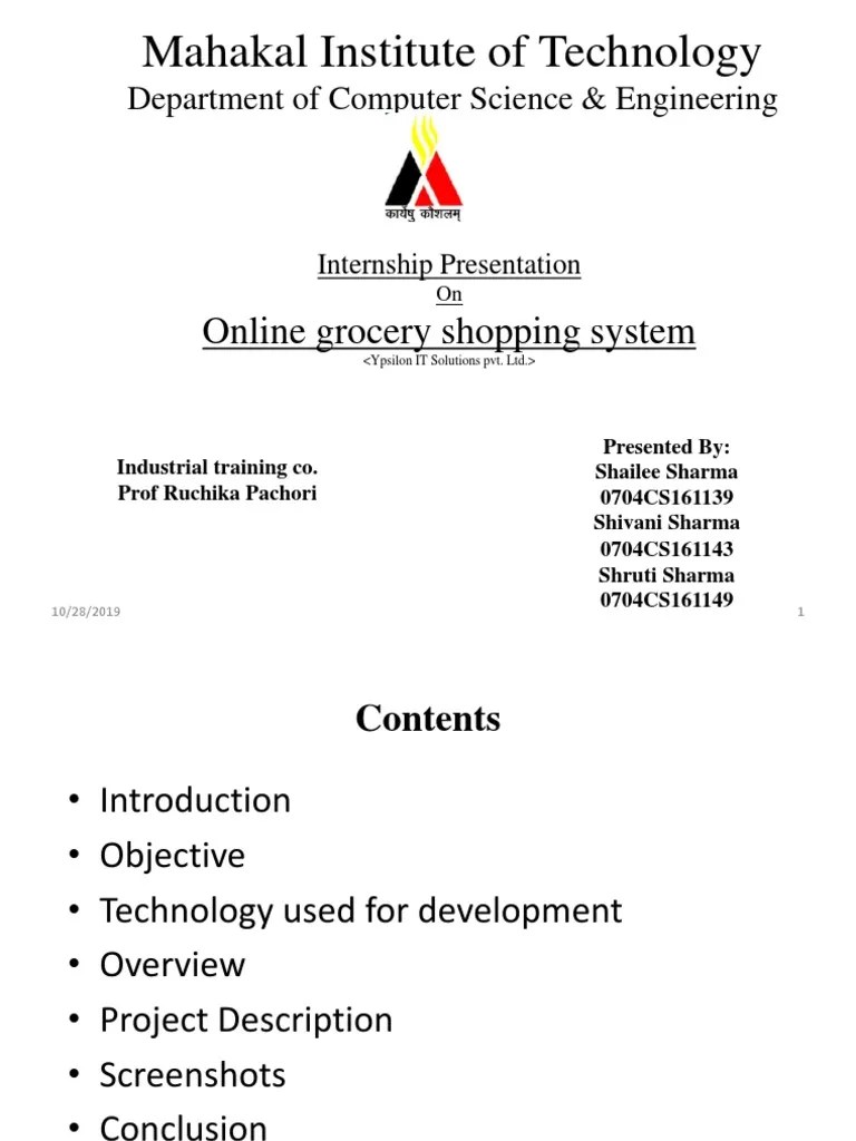 Mahakal Institute of Technology Online Grocery Shopping System PDF