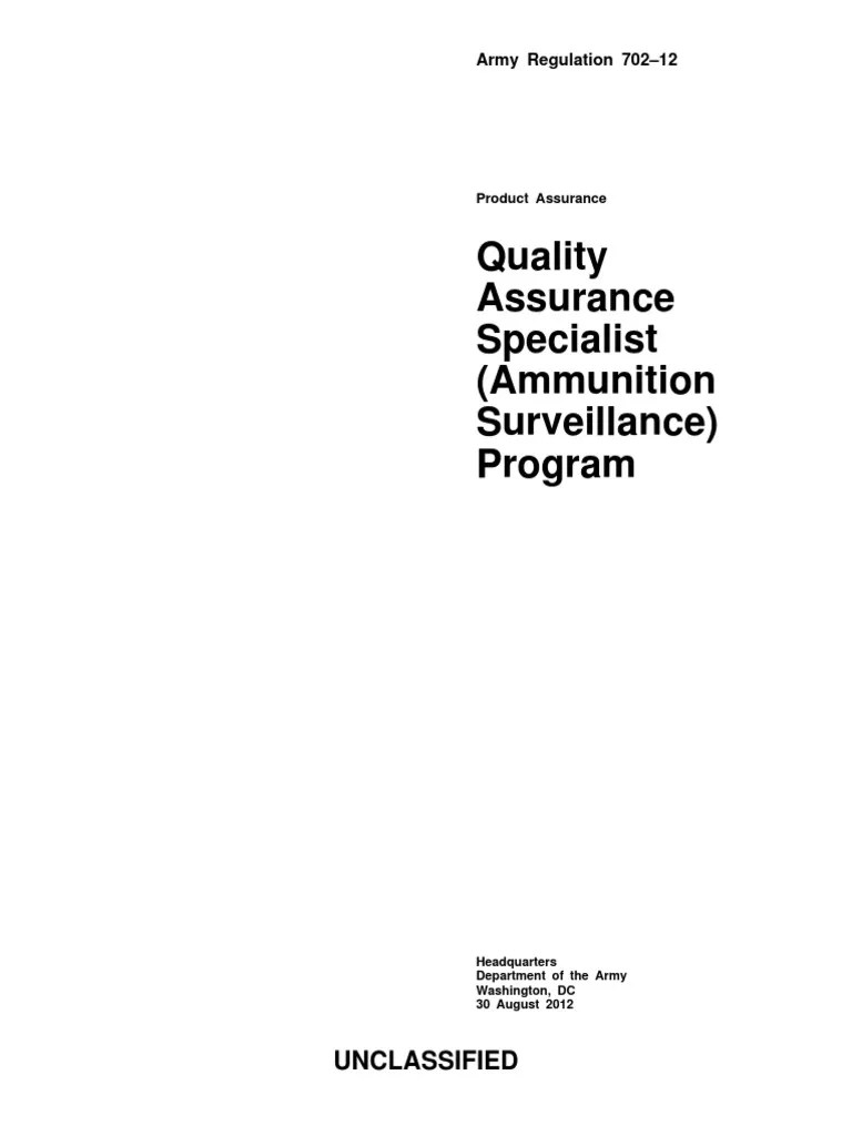 Quality Assurance Specialist (Ammunition Surveillance) Program PDF