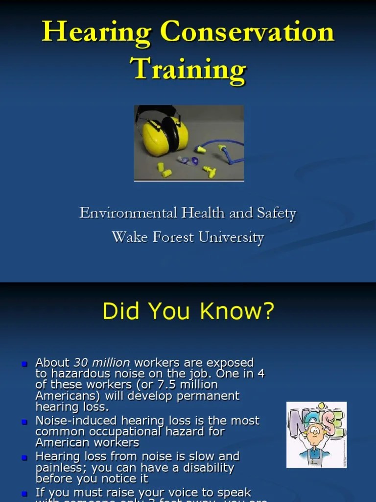 Hearing Conservation Training Environmental Health and Safety Wake