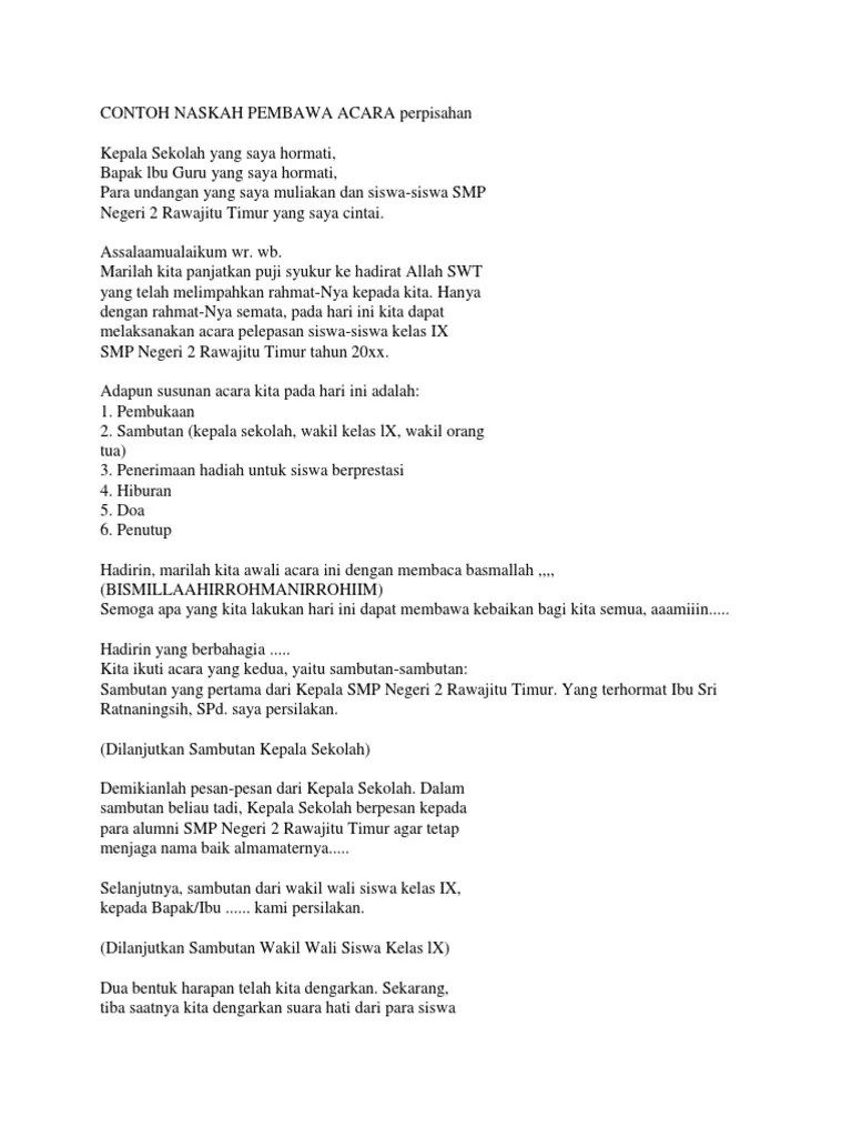 Contoh Naskah Pembawa Acara Perpisaha1 | PDF