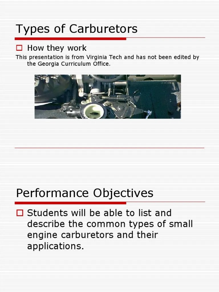 Types of Carburetors PDF Carburetor Throttle