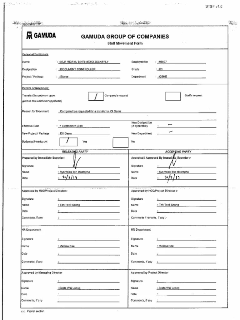 Staff Movement FormsHidayu PDF