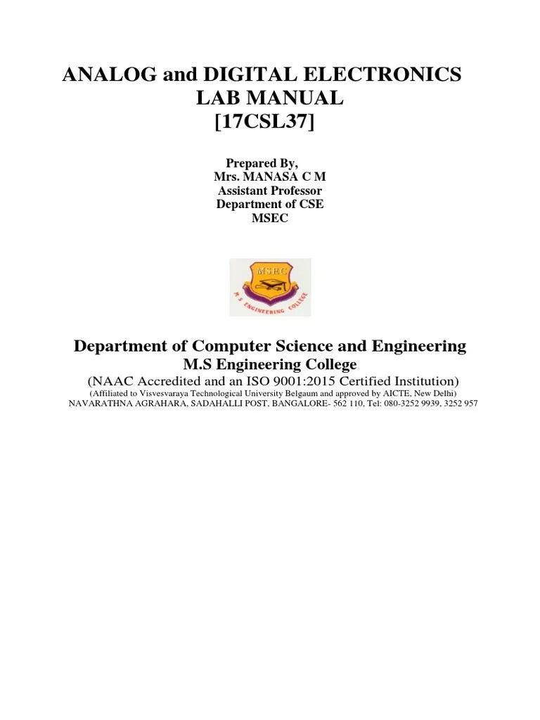 Analog and Digital Electronics Lab Manual (17CSL37) Department of