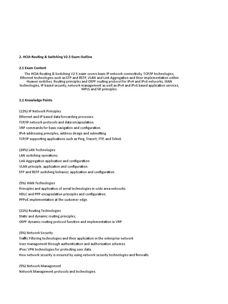 HCIARouting & Switching V2.5 Exam Outline PDF