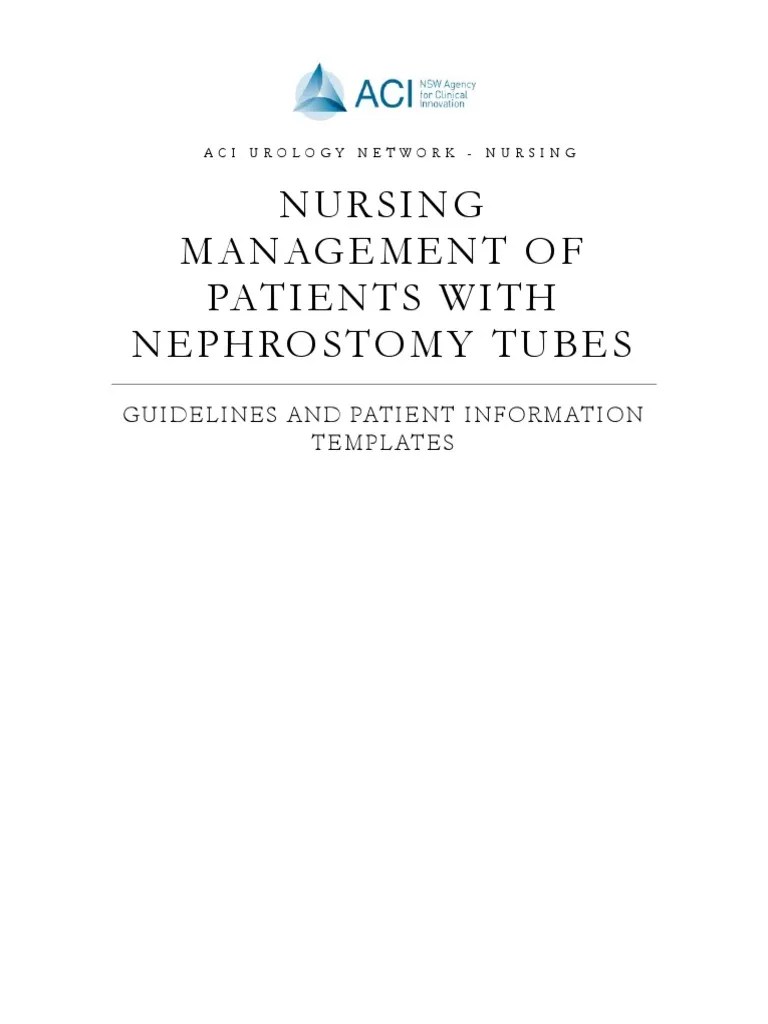 Nephrostomy Tubes Toolkit PDF Urinary Incontinence Health Care