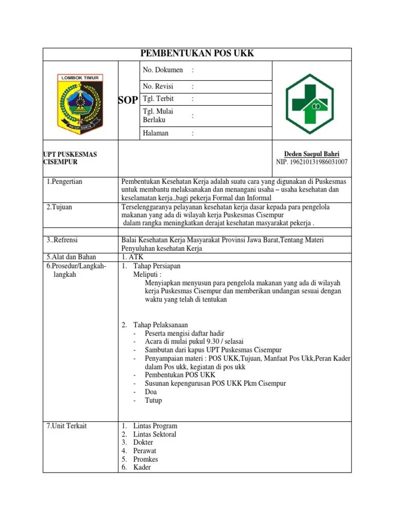Sop Pembentukan Pos Ukk | PDF