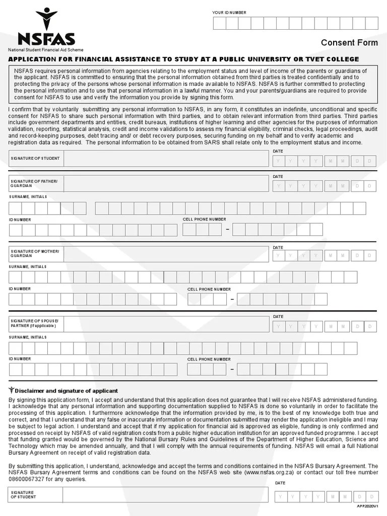 NSFAS 2020 Applications Consent Form.pdf Personally Identifiable
