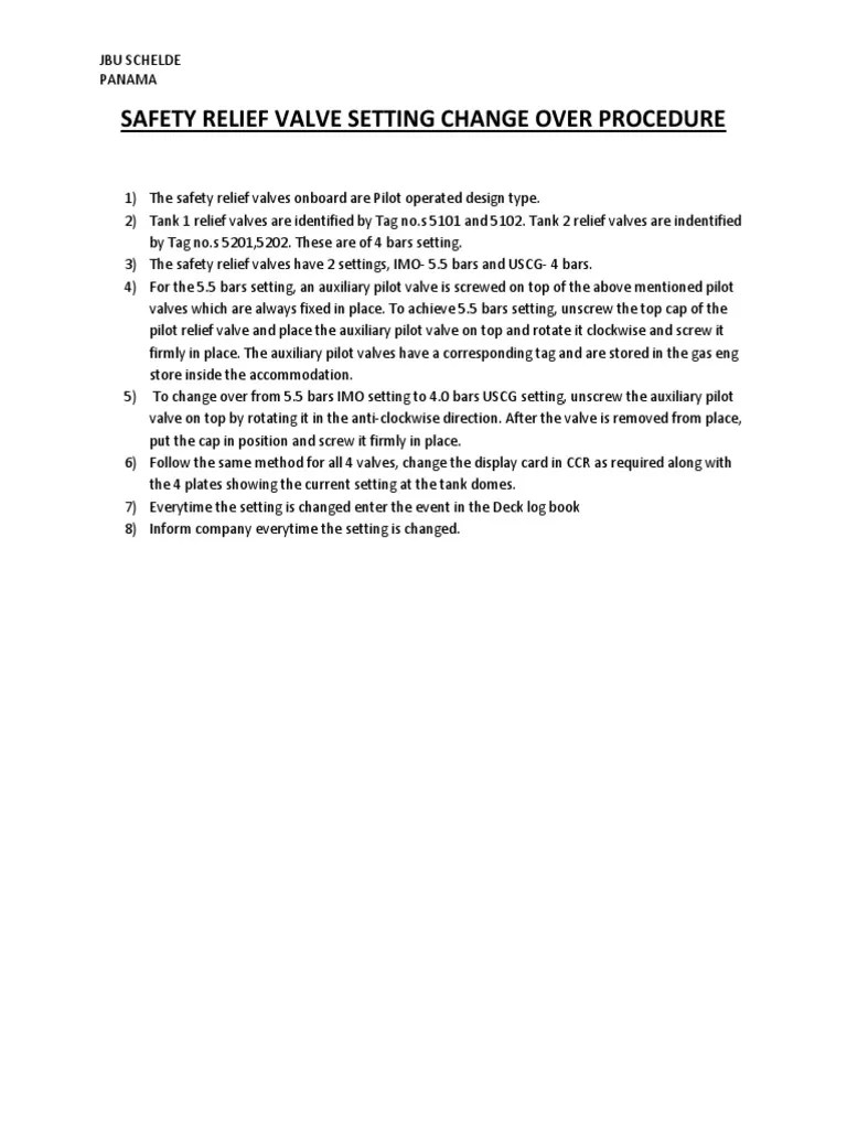 Relief Valve Setting Process | PDF