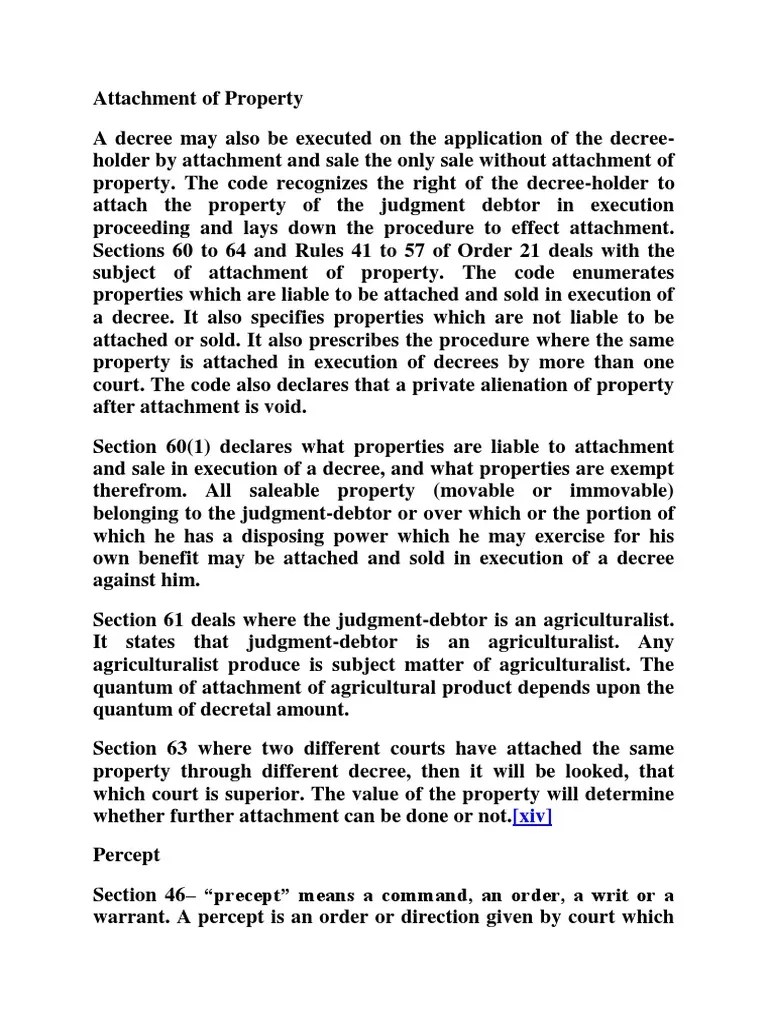 Attachment of Property PDF Garnishment Property