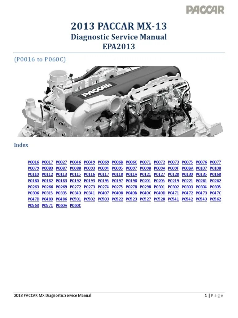 PACCAR MX13 EPA2013 Diagnostic Manual P0016 to P060C Wk19