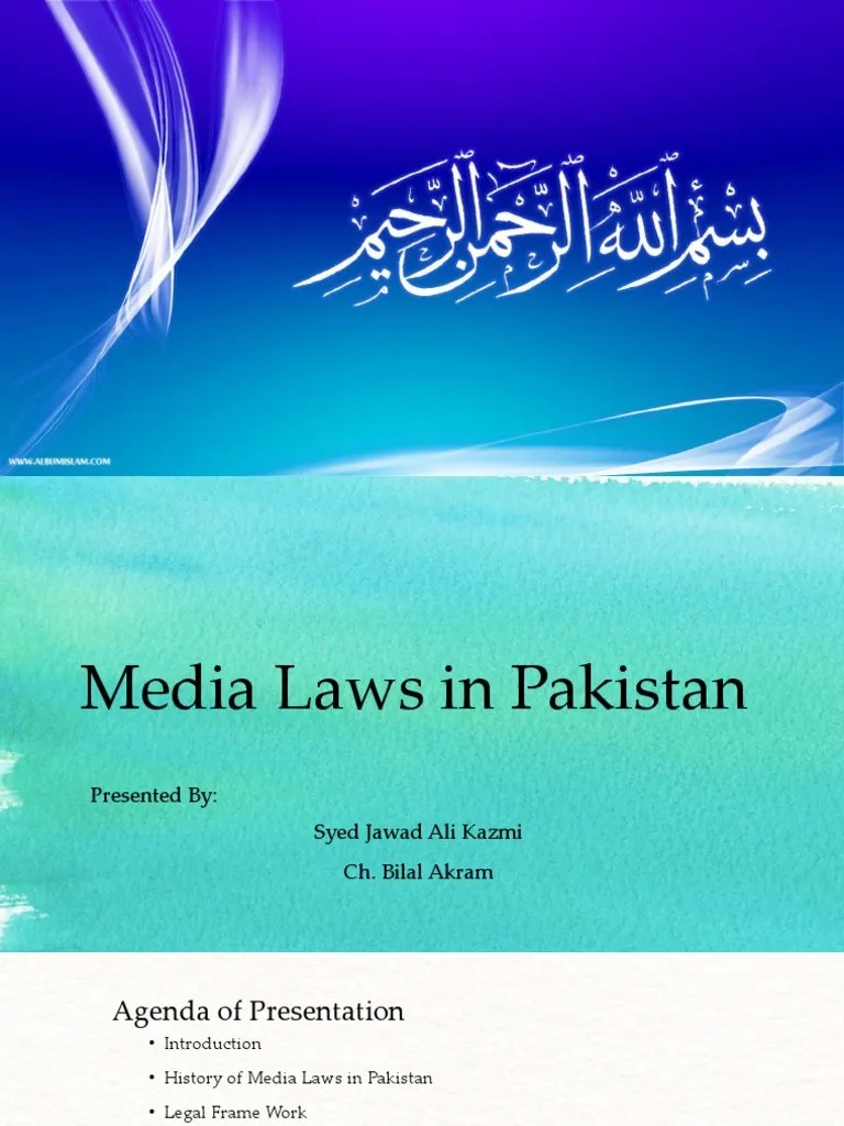 Media Laws in Pakistan PDF Defamation Government Information