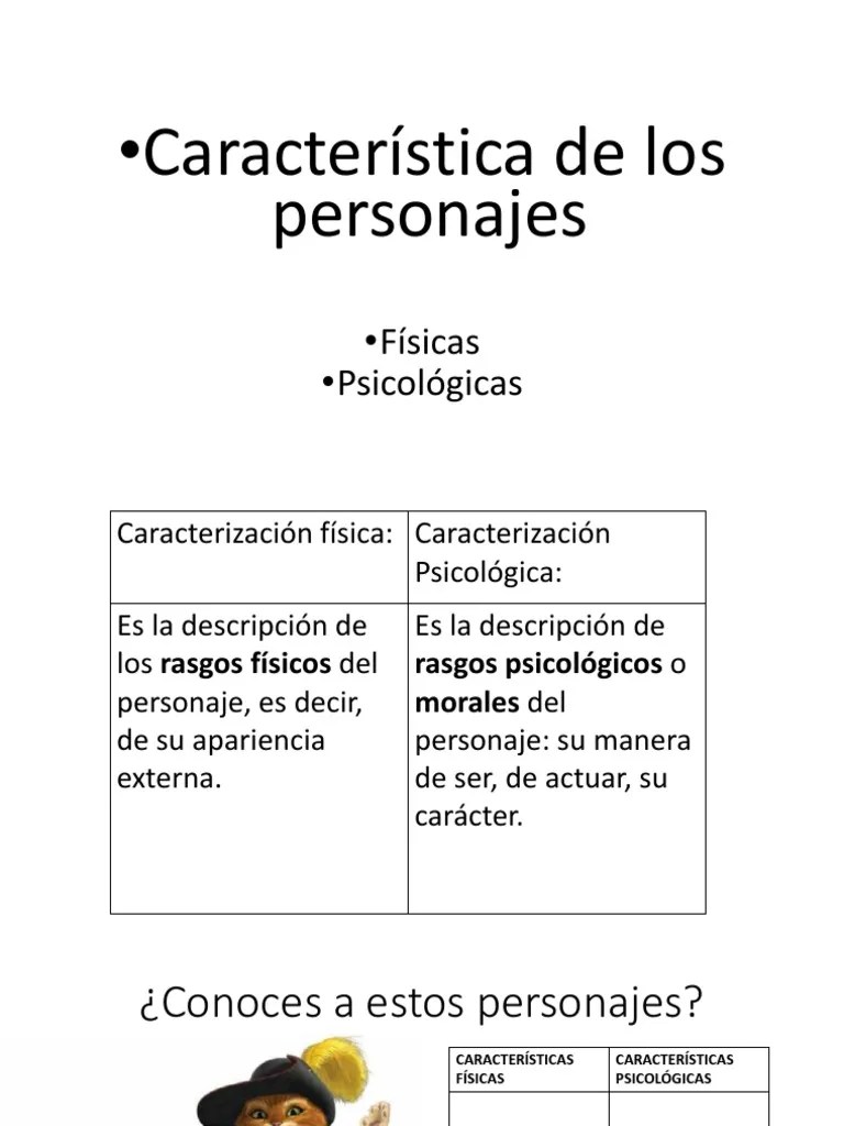 â€¢CaracterÃ­stica de los personajes â€¢FÃ­sicas â€¢PsicolÃ³gicas
