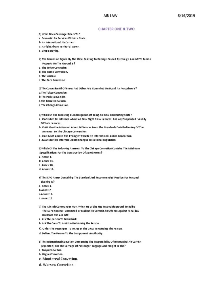 Air Law Question and Answers PDF Flight Instructor Aviation