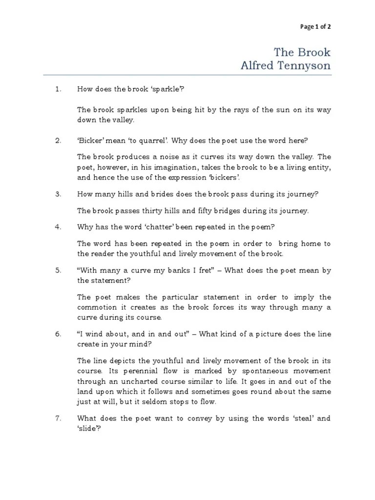 The Brook Alfred Tennyson Page 1 of 2 PDF Poetry