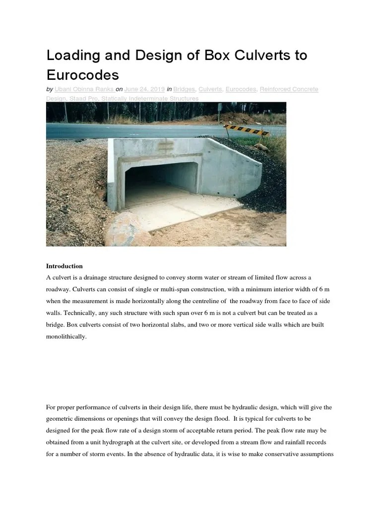 Loading and Design of Box Culverts to Eurocodes Structural Load Bending Free 30day Trial