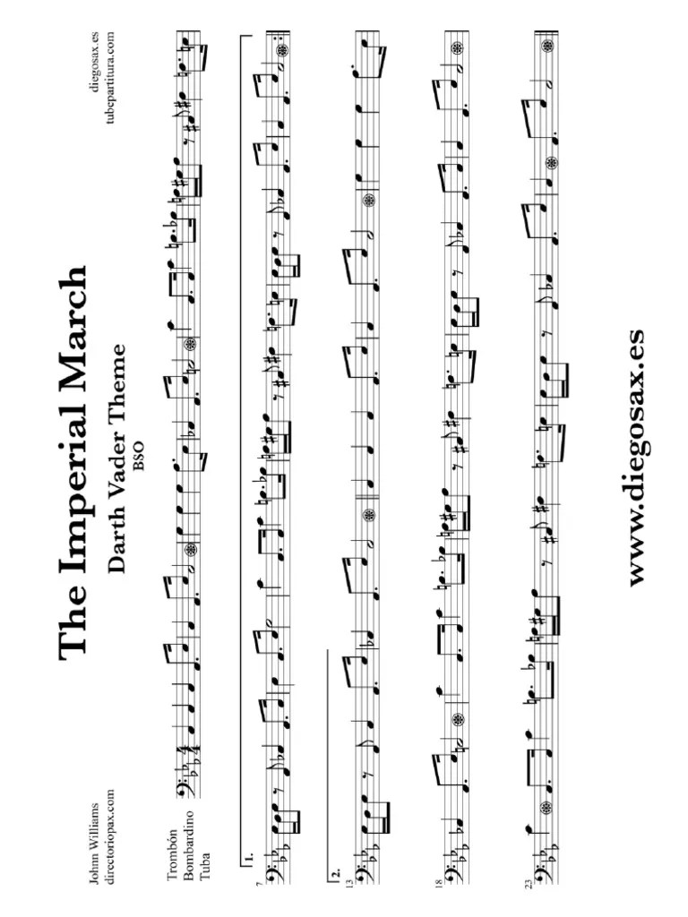 La Marcha Imperial Partitura Trombón Tube y Bombardino The Imperial March Darth Vader Theme