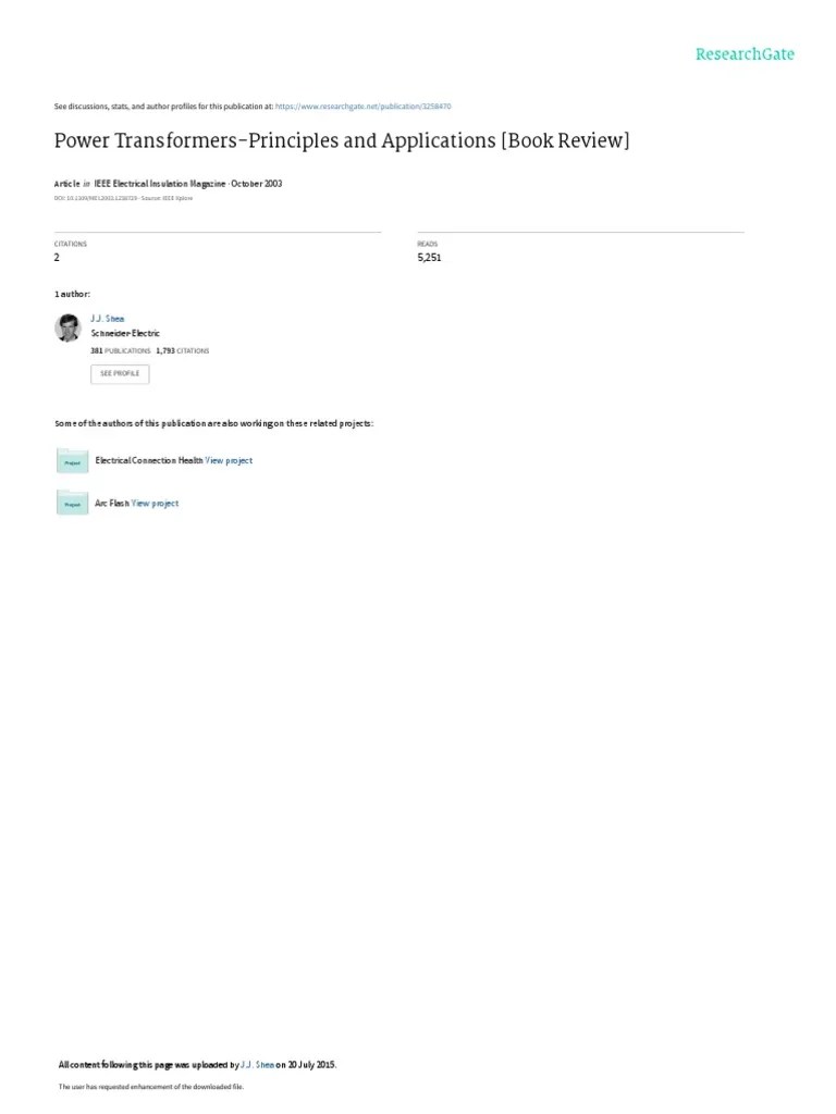 Power TransformersPrinciples and Applications Boo PDF Transformer