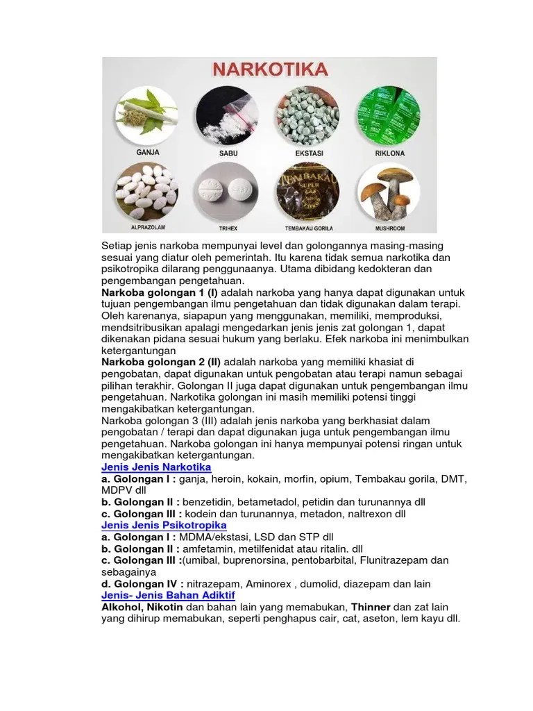 Setiap Jenis Narkoba Mempunyai Level Dan Golongannya Masing | PDF