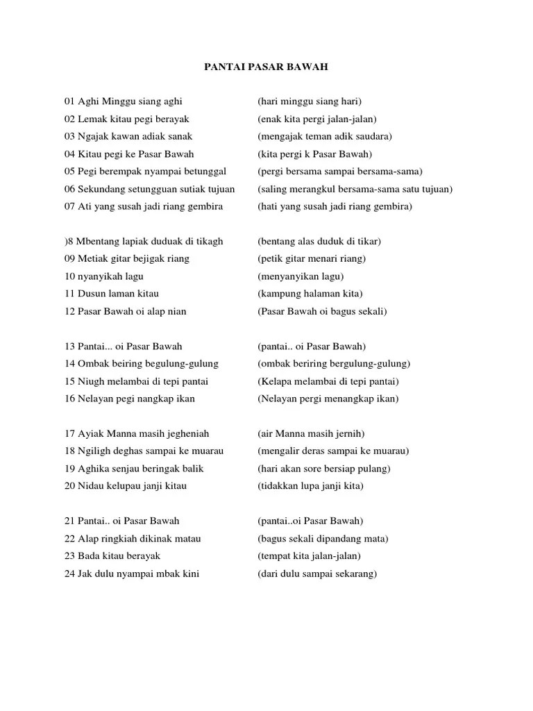 Pantai Pasar Bawah Lirik | PDF