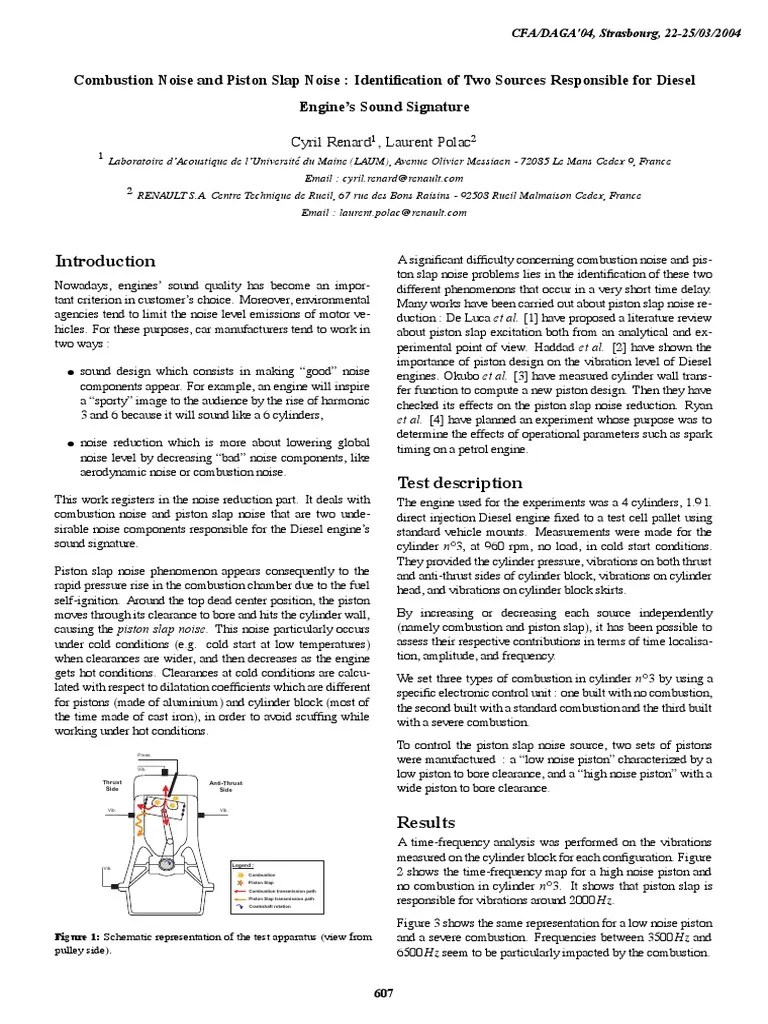 061 Combustion Noise and Piston Slap Noise Identification of Two