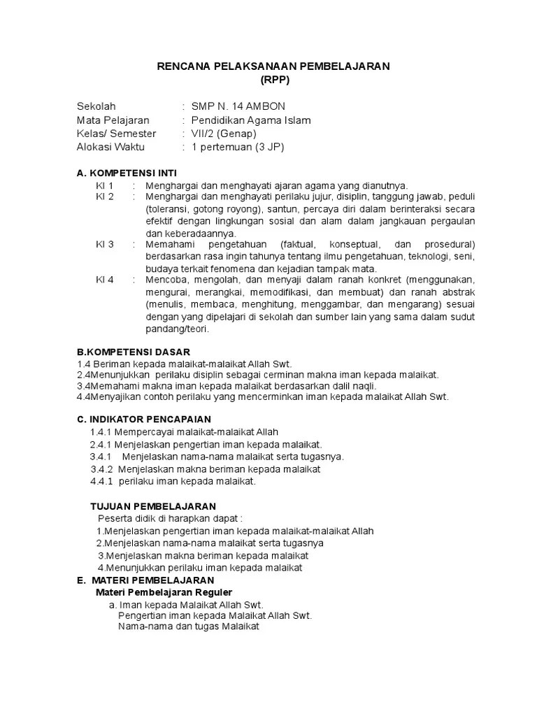 Kls 7 Bab 7 - Iman Kepada Malaikat Allah SWT | PDF