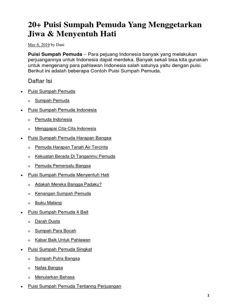 20 Puisi Sumpah Pemuda | PDF