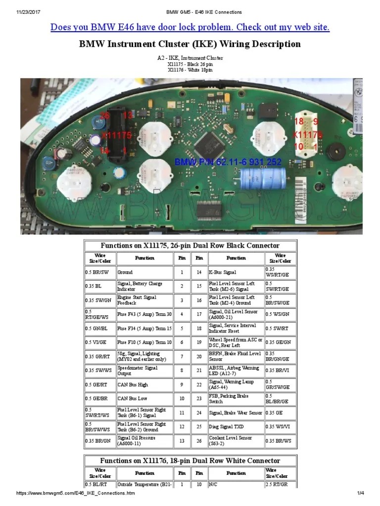 BMW GM5 E46 IKE Connections Transport Motor Vehicle