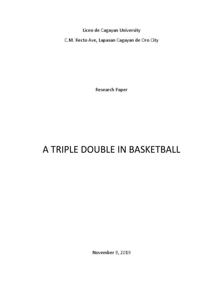 A Triple Double in Basketball PDF