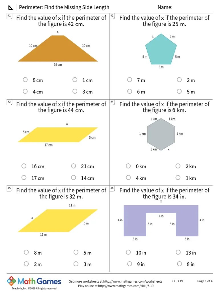3 19 Perimeter Find The Missing Side Length PDF Distance(09)