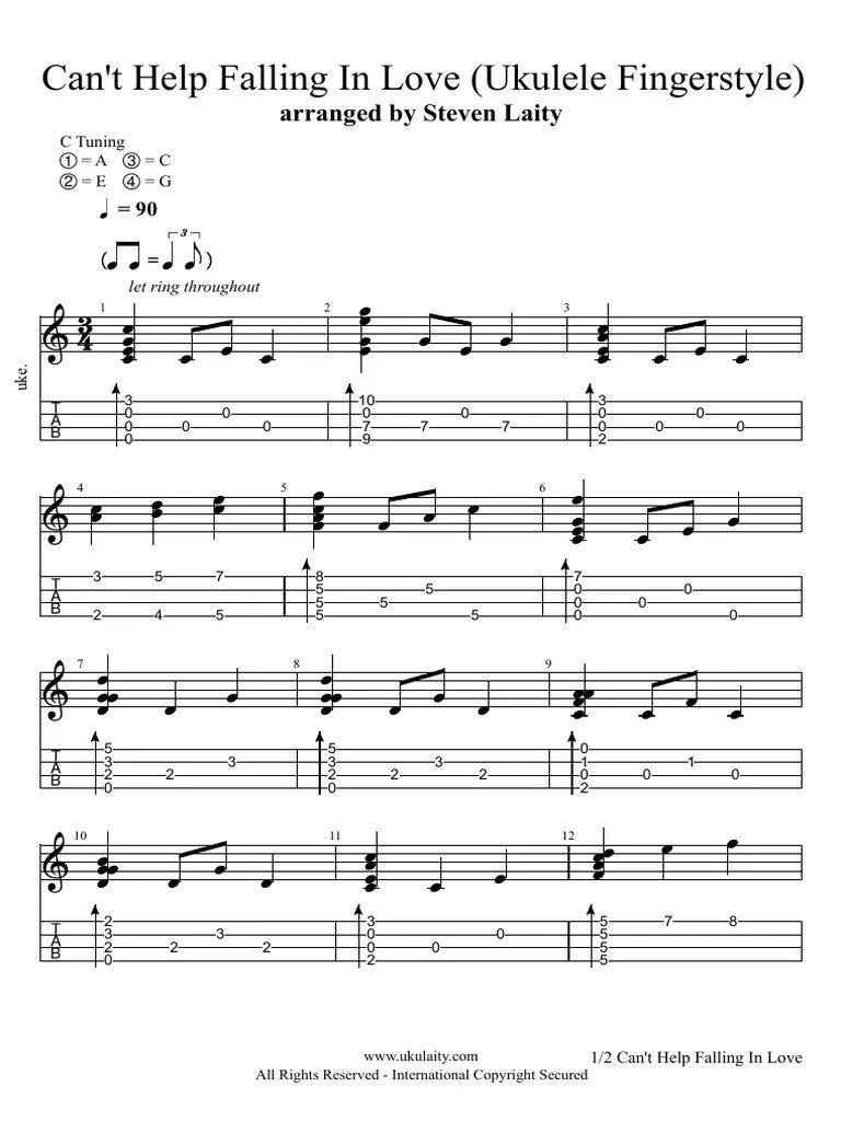 Cant Help Falling in Love Ukulele Fingerstyle PDF
