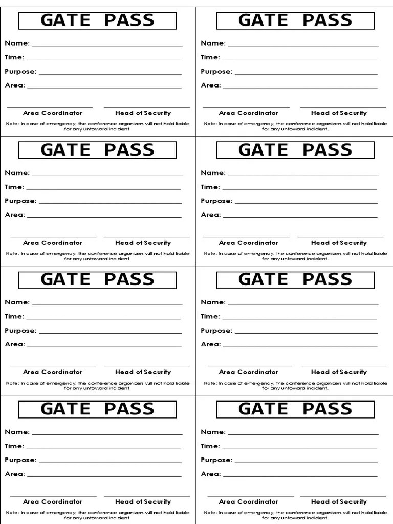 Gate Pass Gate Pass For Any Untoward Incident. For Any Untoward Incident PDF Emergency