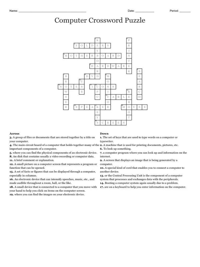 Crossword Puzzles Pdf With Answers