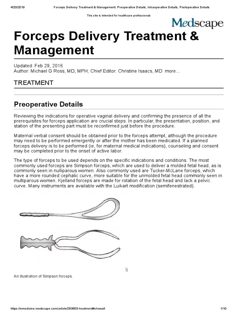 Forceps Delivery Treatment & Management Preoperative Details