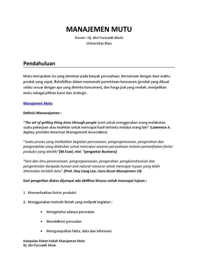 Modul Manajemen Mutu | PDF