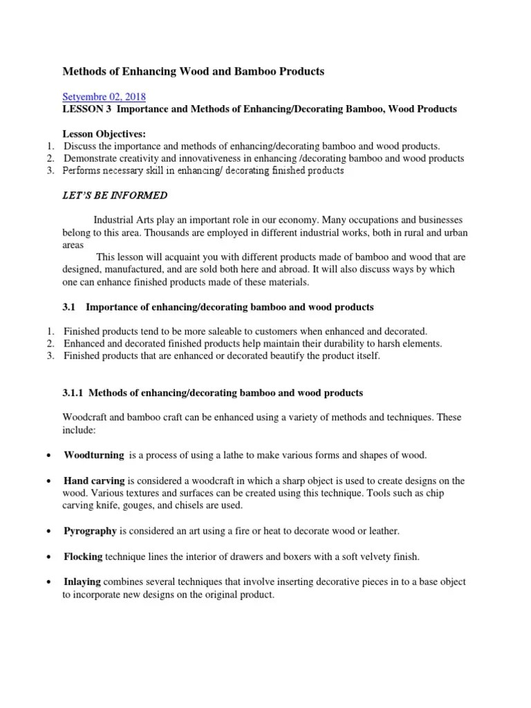 Methods of Enhancing Wood and Bamboo Products PDF Mill (Grinding