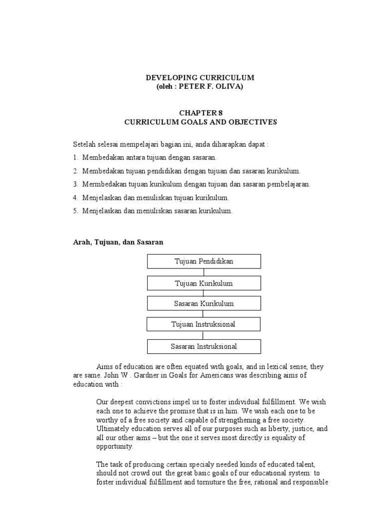 Developing Curriculum Curriculum Goals and Objectives