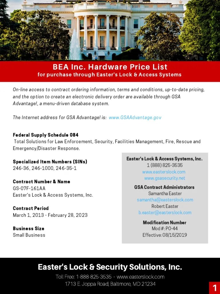 Bea GSA Price List PDF General Services Administration Business