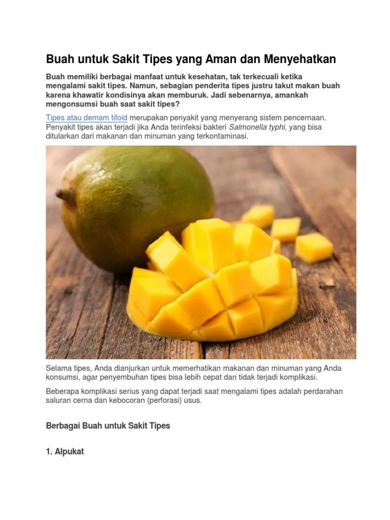 Buah Untuk Sakit Tipes Yang Aman Dan Menyehatkan | PDF