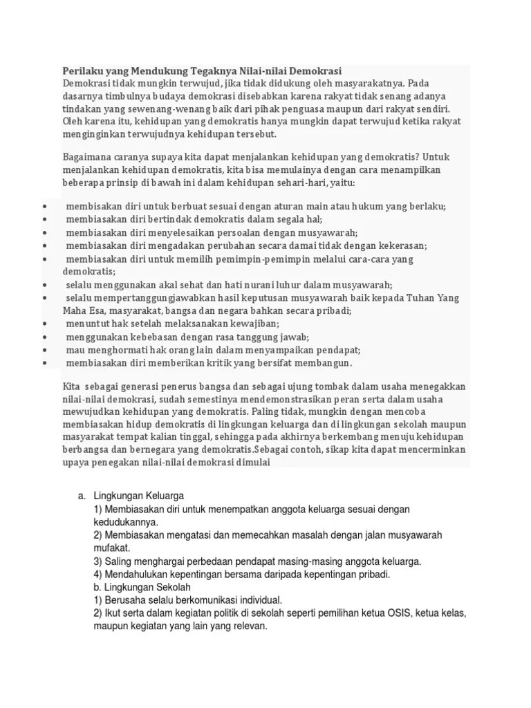 Perilaku Yang Mendukung Tegaknya Nilai | PDF