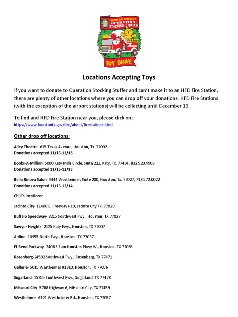Public Toy Drop Off Locations PDF Houston Nature