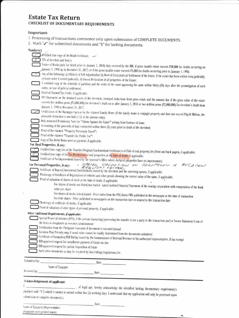 Estate Tax Return Requirements PDF