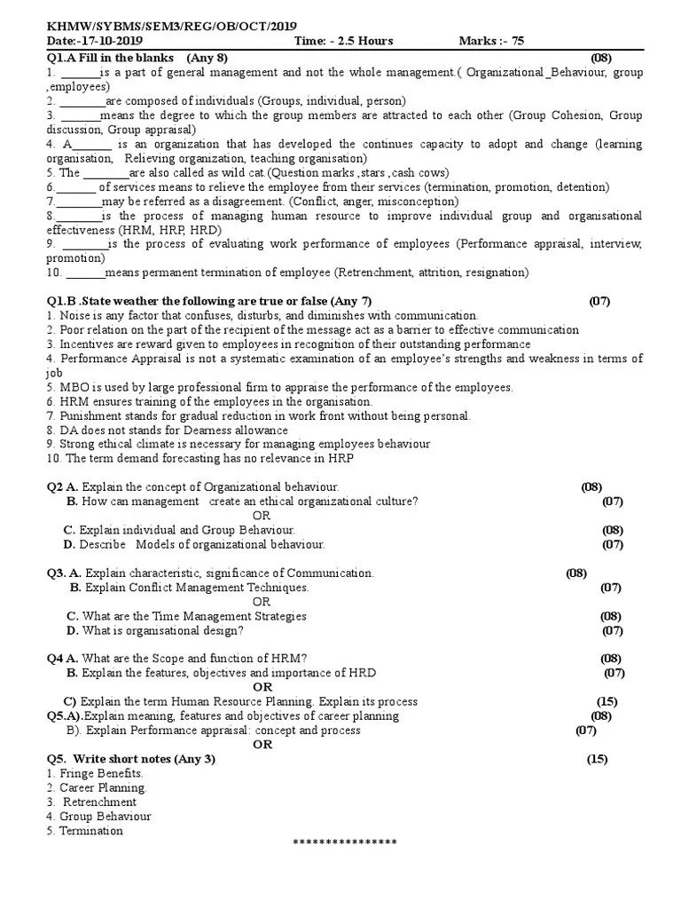 Organizational Behaviour Rectified PDF Performance Appraisal Organizational Behavior