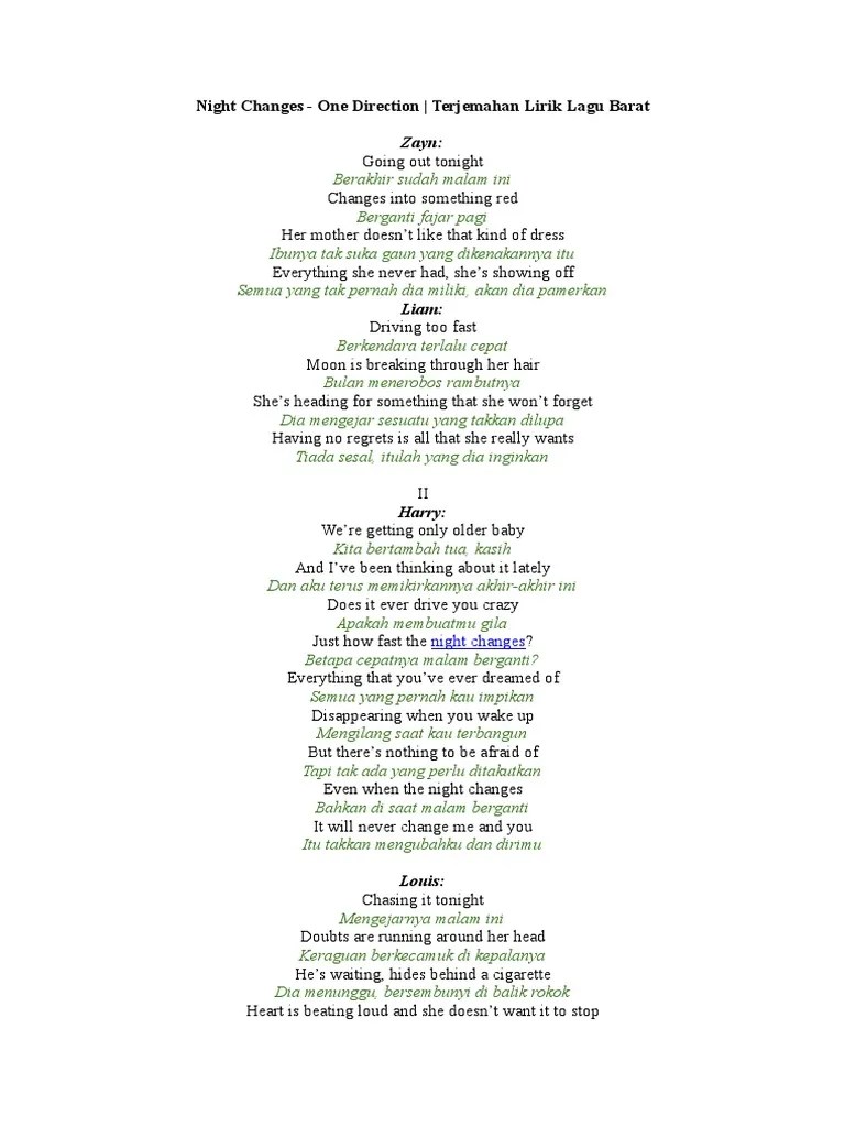 TERJEMAHAN LAGU - Odt | PDF