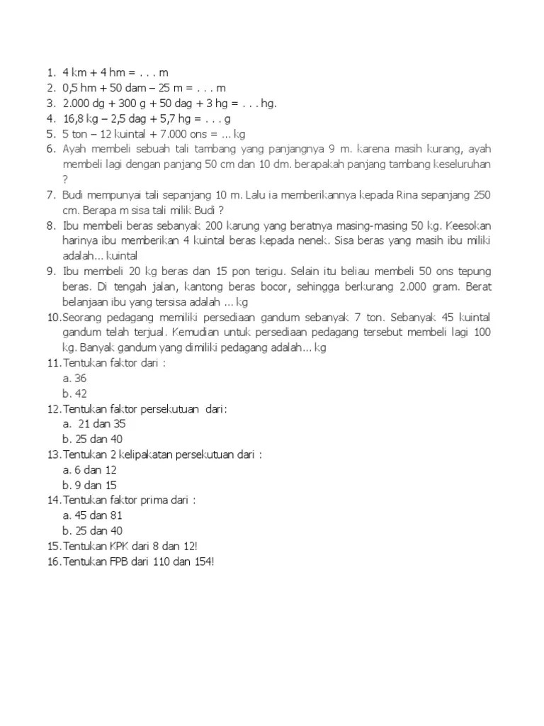 Soal Kelas 4 | PDF