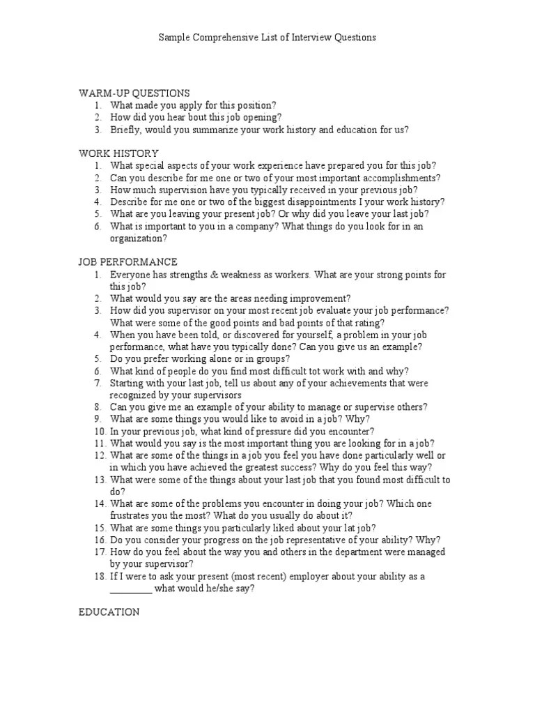 Sample Comprehensive Interview Questions1 Goal Leadership